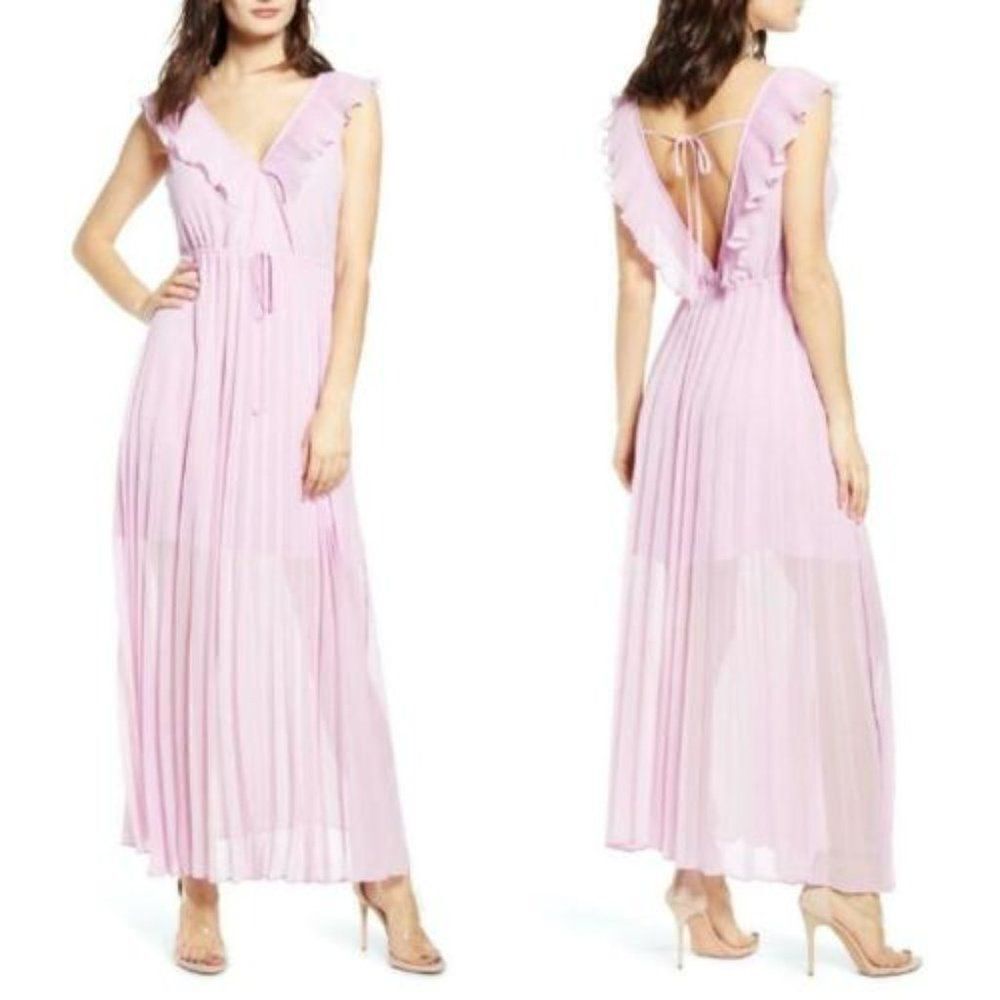 LEITH Womens Maxi Dress Pleat Sleeveless Ruffle Chiffon Fashion Party Summer S